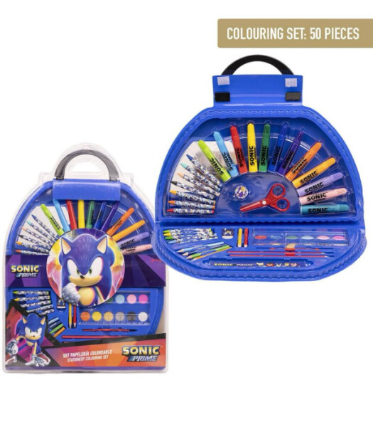 УЧЕНИЧЕСКИ КОМПЛЕКТ ЗА РИСУВАНЕ 50 ЧАСТИ SONIC В БЛИСТЕР